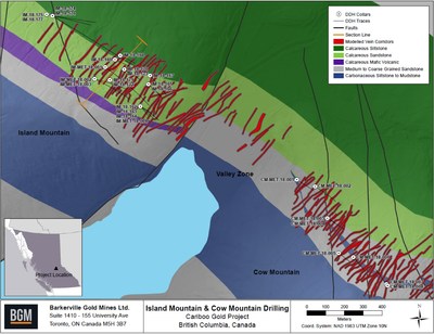 Island Mountain & Cow Mountain Drilling - Cariboo Gold Project (CNW Group/Barkerville Gold Mines Ltd.)