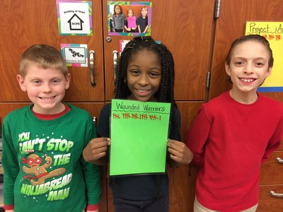 Fourth-grade students at Case Avenue Elementary School in Sharon, Pa., worked hard for the privilege of helping injured veterans. Students earned points for following directions and completing tasks to help send a donation to Wounded Warrior Project (WWP).