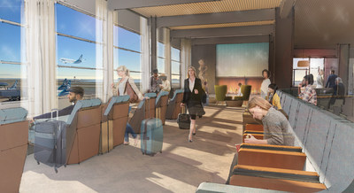 Rendering of new Alaska Lounge at T2, opening in 2020