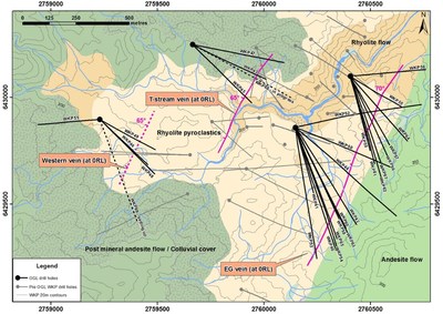 Figure 2 – Plan View of geology and distribution of known major veins at WKP. (CNW Group/OceanaGold Corporation)