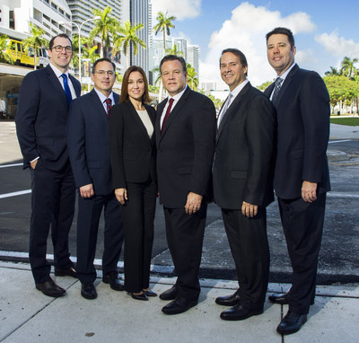 The Polsinelli Miami team (from left to right): Brian Seidenberg, Michael Gennett, Marisa Rodriguez Wilson, J. Everett Wilson, Milton Vescovacci and James Barnett