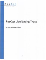 ResCap Liquidating Trust Announces Posting of Q4 2018 Financial Statements
