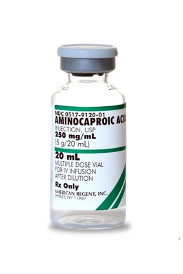 Aminocaproic Acid Injection, USP is supplied as a 20 mL Multiple Dose Vial in a shelf pack of 25. The strength is 250 mg/mL