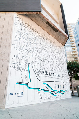 Mural in downtown LA by Shantell Martin for Her Art Here contest with United Airlines