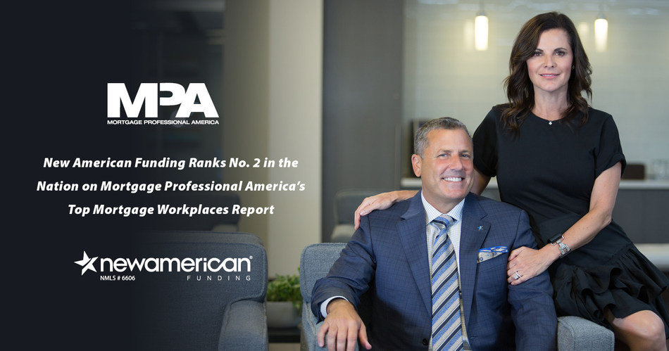 New American Funding Ranks No.2 in the Nation on Mortgage Professional America's Top Mortgage Workplaces Report
