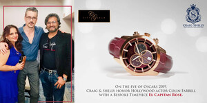 Craig Shelly Honors Hollywood's Ace Actor, Colin Farrell With a Bespoke Watch -- El Capitan Rose -- On the Eve of the 91st Academy Awards with An Amalgamation of Style and Humanity