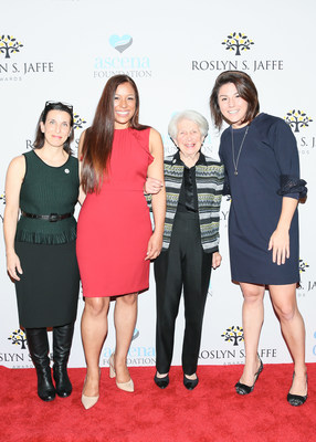 Mrs. Jaffe with the recipients of the 2018 Roslyn S. Jaffe Award.
From Left: Janice Zaballero (BTTF), Nicole Lewis (Generation Hope), Mrs. Roslyn S. Jaffe, Catherine Lindroth (SummerCollab) 
Photo credit: BFA/Angela Pham