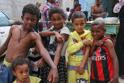 On 9 February 2019 in Yemen, children vaccinated in Aden during a mobile Measles and Rubella vaccination campaign.  UNICEF/UN0284426/Fadhel (CNW Group/UNICEF Canada)