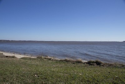 The Skiffes Creek transmission line view from College Creek Beach off Colonial Parkway in Williamsburg.