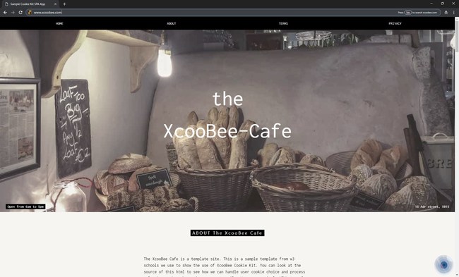 Blue pulse to indicate that XcooBee Cookie Kit has negotiated users preferences with site.