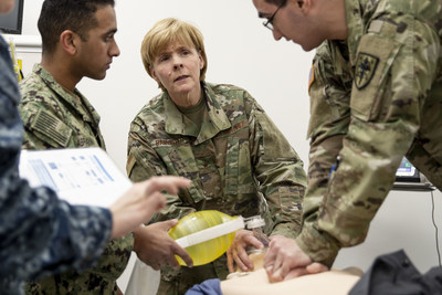 Brigadier General Sharon Bannister, MD, participates in the first Red Cross advanced resuscitation courses to medical professionals at the Uniformed Services University.