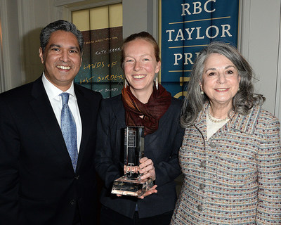 Vijay Parmar, 2019 RBC Taylor Prize winner Kate Harris and Noreen Taylor. Photo Tom  Sandler (CNW Group/RBC Taylor Prize)