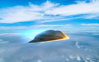 An artist’s rendering illustrates what a hypersonic missile could look like as it travels along the edge of Earth's atmosphere. Raytheon is developing hypersonic weapons under several U.S. Department of Defense contracts. An artist’s rendering illustrates what a hypersonic missile could look like as it travels along the edge of Earth's atmosphere. Raytheon is developing hypersonic weapons under several U.S. Department of Defense contracts.