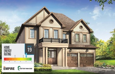 The Empire Discovery Home's HERS index rating. The HERS index shows a home’s energy consumption and greenhouse gas emissions and is a validation that the energy performance of the home exceeds the Building Code in Canada. (CNW Group/Empire Communities)