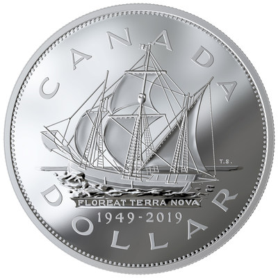 The Royal Canadian Mint's anniversary Silver Dollar marking 70 years since Newfoundland and Labrador joined Confederation (CNW Group/Royal Canadian Mint)