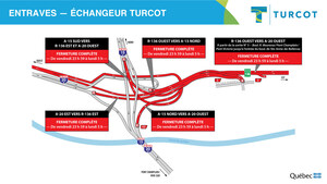 Projet Turcot - Fermetures dans le secteur des échangeurs Turcot et Angrignon durant la fin de semaine du 8 mars 2019