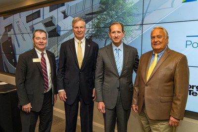 From L to R: Georgia Public Service Commissioner Tim Echols, Georgia Tech President G. P. "Bud" Peterson, Chairman, President and CEO for Georgia Power Paul Bowers, Georgia Public Service Commission Chairman Lauren "Bubba" McDonald