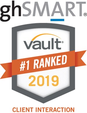 Leadership Advisory Firm ghSMART Wins #1 Ranking in the 2019 Vault Study of "Best Consulting Firms to Work For" in the Category of Interaction with Clients