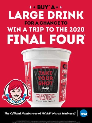 Wendy's is back for the third year in a row as the Official Hamburger of the NCAA®. Throughout March Madness®, Wendy's will be offering fans exclusive mobile offers. Starting today, March 11, Wendy's fans who purchase a cold, large drink will have a chance to win instant free food, $5 Wendy's mobile app credits or a trip to Atlanta, Ga., for the NCAA Men's Final Four® in 2020. Despite the outcome of the games, Wendy's has its fans backs all-tournament long.