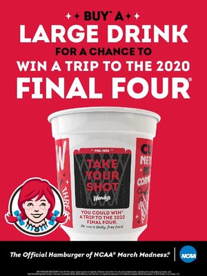 Wendy’s is back for the third year in a row as the Official Hamburger of the NCAA®. Throughout March Madness®, Wendy’s will be offering fans exclusive mobile offers. Starting today, March 11, Wendy’s fans who purchase a cold, large drink will have a chance to win instant free food, $5 Wendy’s mobile app credits or a trip to Atlanta, Ga., for the NCAA Men’s Final Four® in 2020. Despite the outcome of the games, Wendy’s has its fans backs all-tournament long.