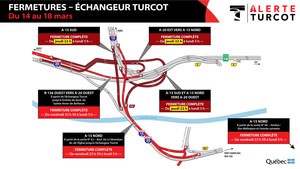 Projet Turcot - Alerte Turcot - Fermetures importantes dans l'échangeur Turcot de jeudi soir à lundi matin