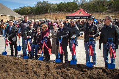 U.S. Army First Lieutenant Garrett Spears breaking ground on future homesite along with family, Lennar and other key organizations.