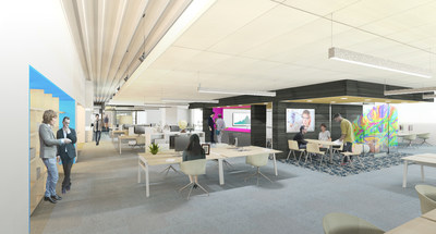 Eisai's new facility, designed by TRIA, will feature an open office plan and adjacent open laboratory for the company's neuroscience R&D team of over 100 employees, which is set around a central collaboration meeting space dubbed 