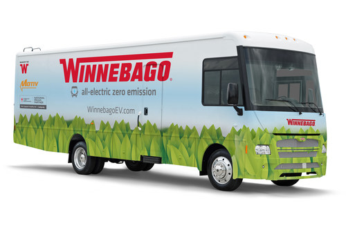 Winnebago’s all-electric specialty vehicle honored with a Sustainability Award by the RV Industry Association at the industry trade show, RVX: The RV Experience (https://www.rvia.org/events/rvx-rv-experience), in Salt Lake City, Utah.