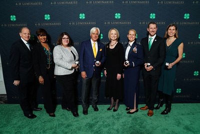 The 2019 Class of 4-H Luminaries - Doug Carver, Retired Chief of Chaplains, U.S. Army, Justine Boyd, Regional Development Director, United Negro College Fund, Jennifer Crider, Senior Director, Public Affairs, Microsoft, Bob Baffert, Professional Horse Trainer, Triple Crown Winner, National 4-H Council president and CEO, Jennifer Sirangelo, Colonel Ericka Flanigan, U.S. Air Force, Charlie Kimball, IndyCar Winner, and Lori Gadkari, Senior Program Officer, Robert Wood Johnson Foundation.