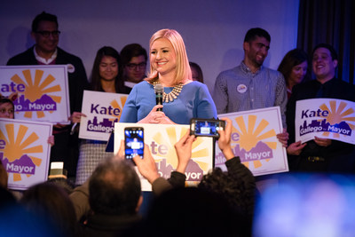 Kate Gallego addresses the crowd at her Election Night Party in Downtown Phoenix.