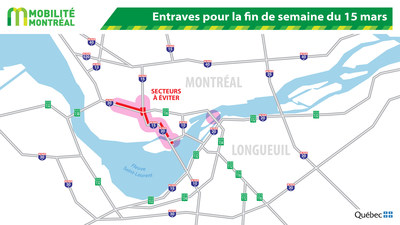 Entraves pour la fin de semaine du 15 mars (Groupe CNW/Ministre des Transports)