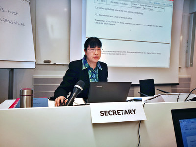 Dr. Fu Ling, VP of Zoomlion, spoke at the Secretary Meeting of ISO/TC96 in 2018.