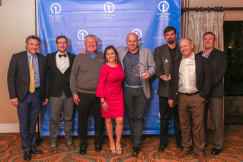  The SunPower by Stellar Solar team accepting their 2018 National Intelegant Award for design excellence