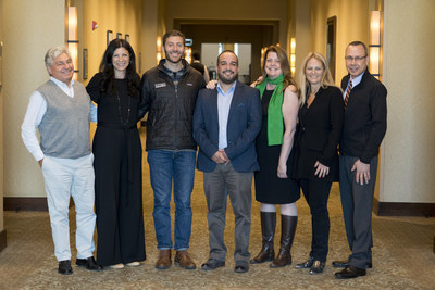 From left to right: Arturo Clement, President and CEO, SalmonChile; Jennifer Dianto Kemmerly, Director of Global Fisheries and Aquaculture, Monterey Bay Aquarium; Tyler Isaac, Senior Aquaculture Scientist, Monterey Bay Aquarium; Rolando Ibar ra Olmedo, Fish Health & Food Safety Manager, SalmonChile; Wendy Norden, Science Director, Monterey Bay Aquarium; Melanie Whatmore, Marketing Director, SalmonChile; James Griffin, Executive Director, Chilean Salmon Marketing Council.