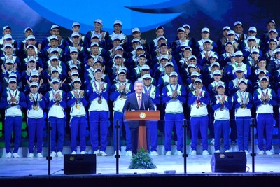 President Shavkat Mirziyoyev opening the Humo Arena in Tashkent, Uzbekistan (PRNewsfoto/Humo Arena)