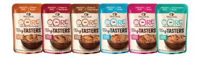 Wellness CORE Tiny Tasters provide grain-free, protein-packed flavor in a smooth pâté texture cats love in the convenience of single-serve pouch, which means no leftovers.