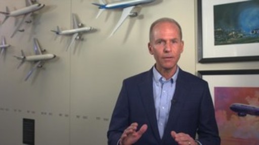 Boeing Chairman, President and CEO Dennis Muilenburg recorded a video message from Boeing Headquarters in Chicago on March 18, 2019, to address airlines, passengers and the aviation community.