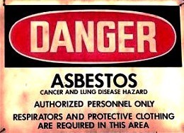 Warning sign of asbestos