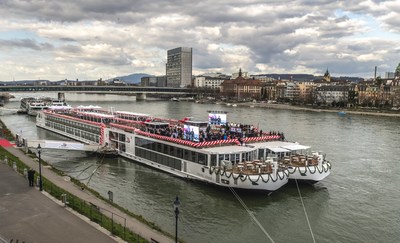Two of Viking's newest river ships, Viking Einar and Viking Sigrun, during the naming ceremony in Basel, Switzerland. For more information, visit www.vikingcruises.com.