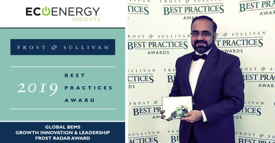 EcoEnergy Insights, a leading provider of analytics-driven energy management and business outcome services, has been awarded this year’s Frost Radar® best practices award for Growth, Innovation and Leadership in the global building energy management system (BEMS) segment. Mansoor Ahmad, managing director of EcoEnergy Insights, accepted the award.
