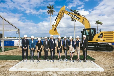 Great Gulf Breaks Ground in West Palm Beach, FL. From L – R: Aaron Knight, Siamak Hariri, Colleen Trabold, John Tonti, Niall Collins, Mayor Jeri Muio, Frank Trabold, Margaret Cullen, Amanda Wilson Watkins and Mike Kirchmair. (CNW Group/Great Gulf)