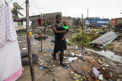 Des centaines de milliers d'enfants ont besoin d'une aide humanitaire de toute urgence aprs le passage du cyclone Idai qui a caus la mort et la destruction au Mozambique, au Malawi et au Zimbabwe.  UNICEF/UN0290284/de Wet AFP-Services (Groupe CNW/UNICEF Canada)