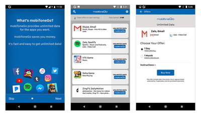 mobifoneGo oferece aos clientes acesso ilimitado e livre de dados de aplicativos populares a um preço fixo, diário ou mensal. (PRNewsfoto/Syntonic)