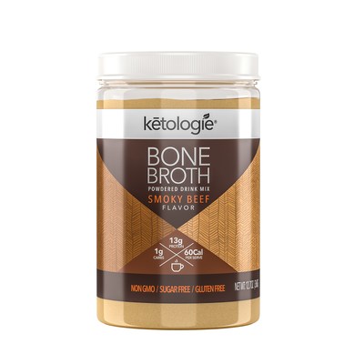 Ketologie's savory bone broths are part of their range of quality ketogenic nutrition products, which also includes chocolate, strawberry and vanilla shakes, 100 percent pure grass-fed collagen, organic sugar replacers and more.