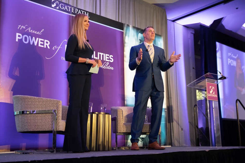 NFL Superbowl MVP Kurt Warner and award-winning Journalist Nancy O'Dell keynote Gatepath's 11th Annual Power of Possibilities event in the San Francisco Bay Area on March 21, 2019. Both shared touching personal stories of their connection to a loved one with a developmental disability, and how they are advocating for full inclusion in all aspects of society.  Photo credit: Getty photographer Miikka Skaffari