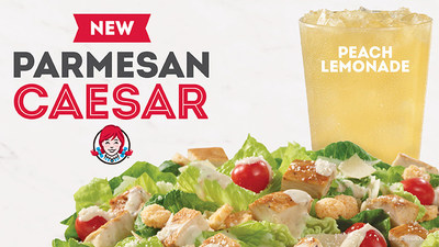 Wendy’s adds a Parmesan Caesar Chicken Salad to its core menu. Made with chopped romaine, greenhouse-grown grape tomatoes, an all-white meat grilled chicken fillet, parmesan crisps and a three-cheese blend of Asiago, Romano and Parmesan, this freshly made salad delivers on craveability and quality.