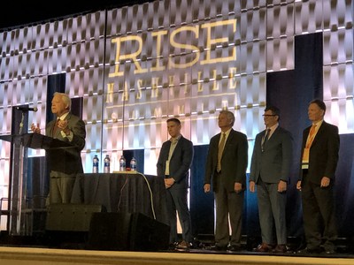 Dr. Mark Dambro addresses the audience at the RISE Nashville conference after being named as the winner of the Martin L. Block Award