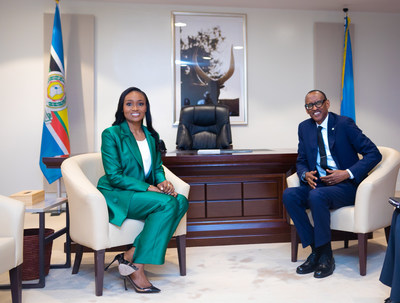 President Kagame and Mrs Fisu during the meeting.