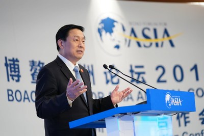 Guo Weimin, vice minister of China's State Council Information Office, makes a keynote speech at the Asia Media Cooperation Conference during the the Boao Forum for Asia Annual Conference 2019 in Boao, south China's Hainan Province, March 29, 2019. [Photo By: Li Jin]