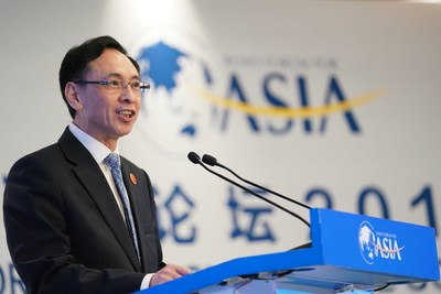 Yan Xiaoming, vicepresidente de China Media Group, da un discurso destacado en la Conferencia sobre Cooperación de Medios Asiáticos durante el Foro Boao para la Conferencia Anual de Asia 2019 en Boao, provincia de Hainan en el sur de China, 29 de marzo de 2019. [Foto: Li Jin] (PRNewsfoto/China Media Group)